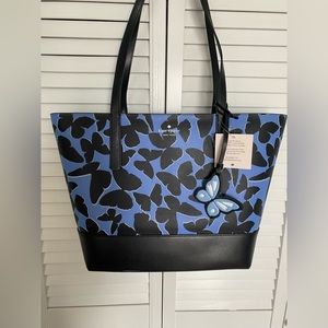 Kate Spade large tote Adley Butterfly blue multi color